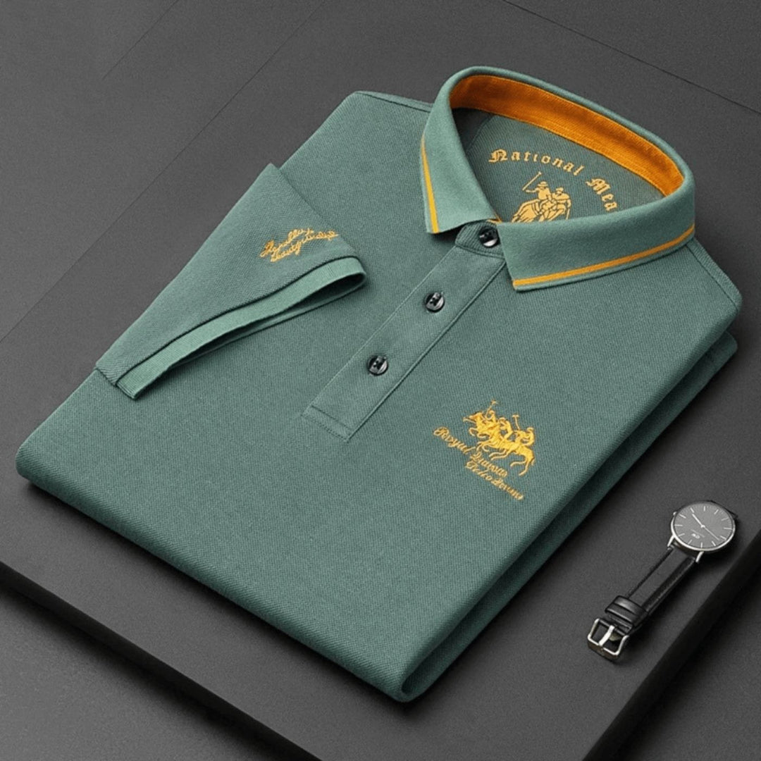 Classic men's short-sleeve polo, a comfortable button-up top for versatile everyday wear and summer fashion.