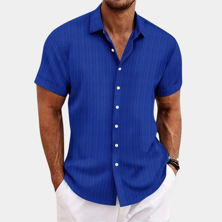 Versatile men's short-sleeve casual shirt. Ideal for spring, summer, & warm weather. Classic fit, comfortable & modern.