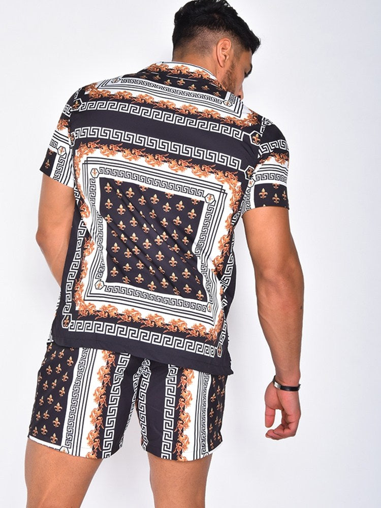 Men's comfort fit short sleeve shirt & shorts matching set. Perfect beach attire or casual summer two-piece outfit.