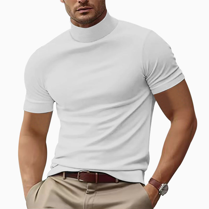 Men's short sleeve turtleneck t-shirt, a stylish and comfortable top for everyday men's fashion.
