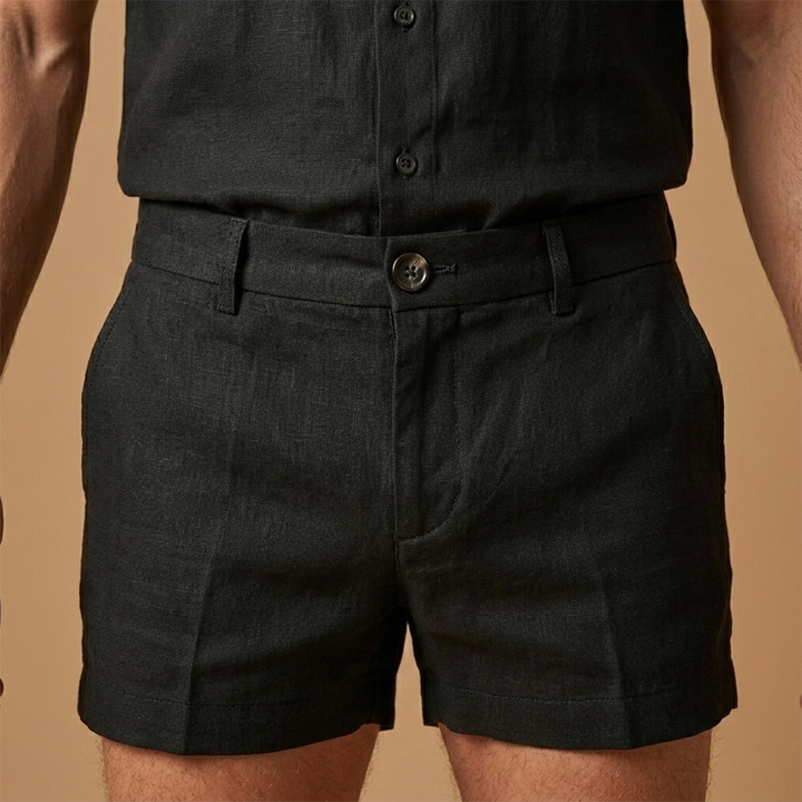 Fashionable men's sleeveless button shirt & shorts combo. Essential summer set for beach and casual wear.