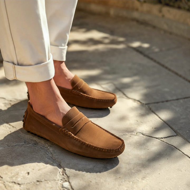 Elegant men's slip-on loafers, perfect as driving shoes or comfortable everyday casual footwear for men.