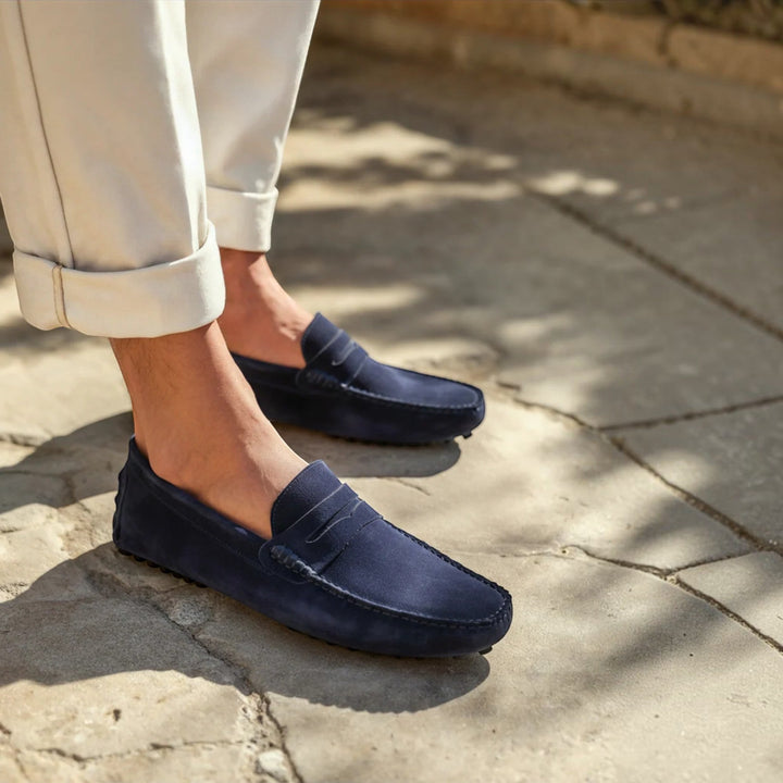 Modern men's slip-on loafers, combining stylish design with all-day comfort. Elegant men's casual footwear.
