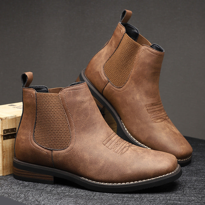 Versatile men's square toe Chelsea ankle boots, ideal for both formal and casual outfits.