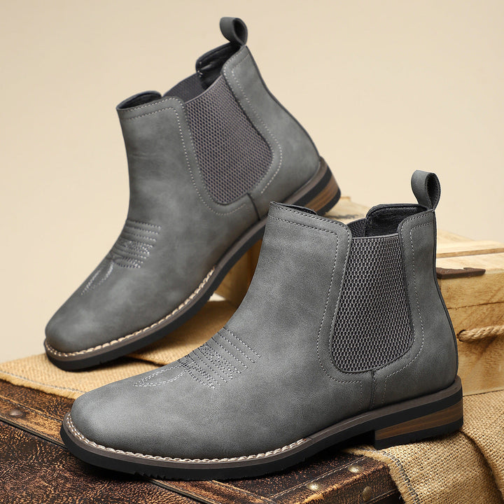 Durable men's square toe Chelsea boots, easy slip-on formal and casual footwear for men.