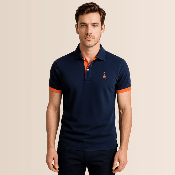 Men's stylish stand collar polo shirt, perfect for casual spring & summer wear, comfortable relaxed fit.