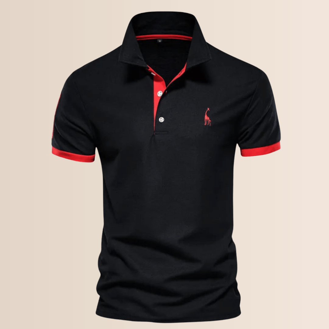 Relaxed fit men's polo shirt with stand collar, great for summer & spring casual outfits, stylish and comfy.