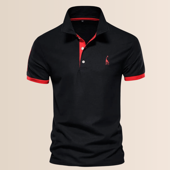 Relaxed fit men's polo shirt with stand collar, great for summer & spring casual outfits, stylish and comfy.