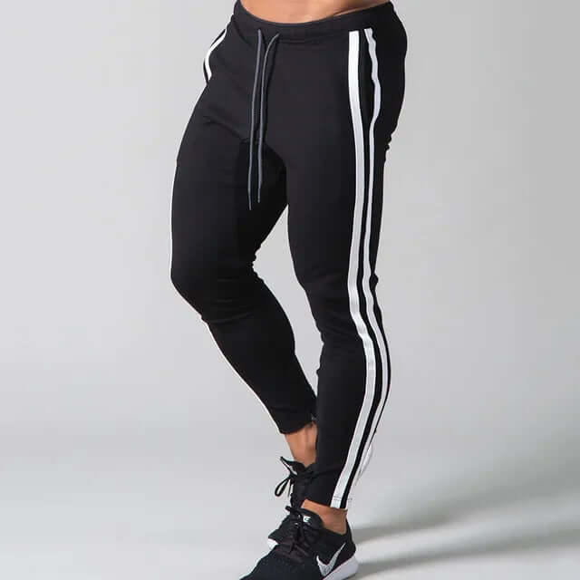 Men's stylish stripe skinny pants for a modern casual look. Perfect for versatile fashion.