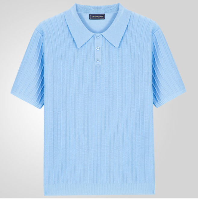 Men's stylish summer polo shirt, lightweight and comfortable for warm weather. Short-sleeve casual top.