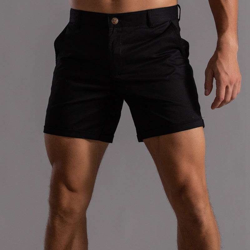 Smart casual men's chino shorts, tailored for summer comfort and versatile everyday fashion.
