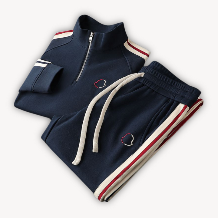 Men's activewear tracksuit with a full-zip hoodie & athletic joggers, great for sports, gym, & workouts.
