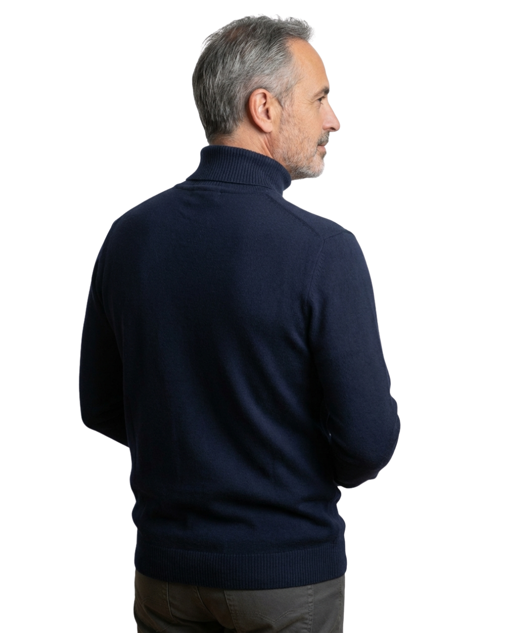 Elegant men's long sleeve turtleneck sweater. Comfortable knitwear for smart casual autumn & winter outfits.