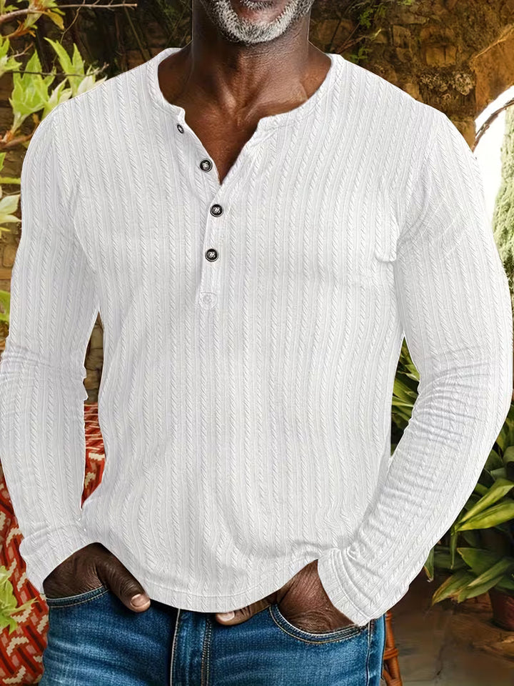 Men's stylish white textured button-up shirt, perfect for a refined smart casual or everyday modern look.