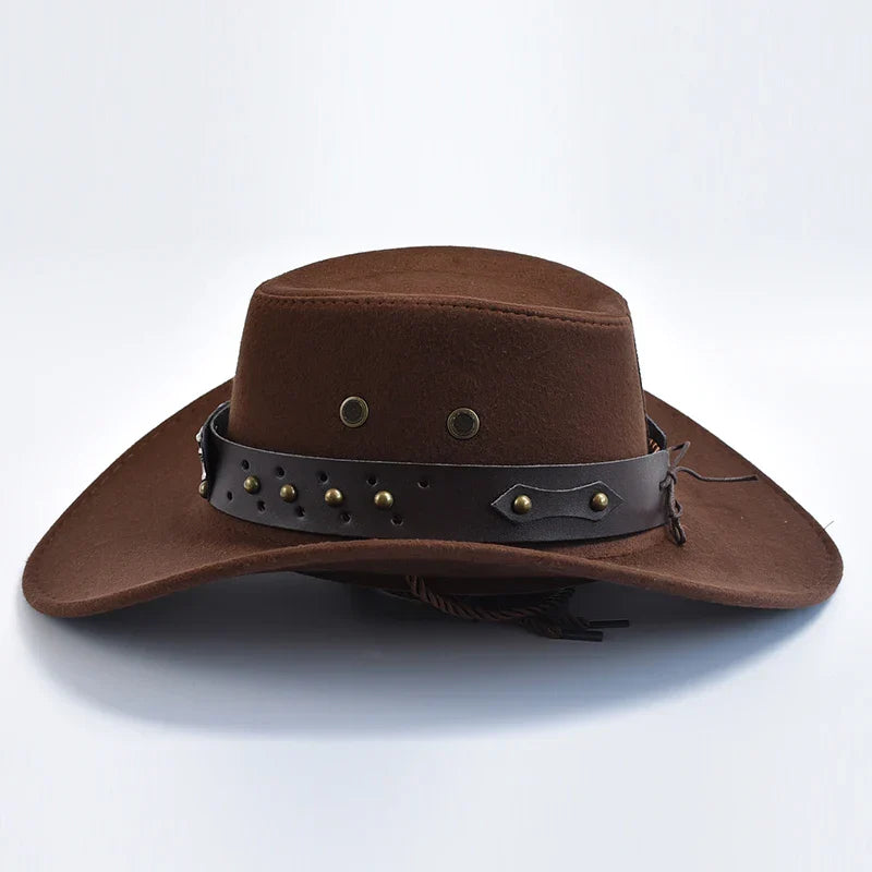 Men's wide brim cowboy hat for sun protection, Western fashion & outdoor durability.