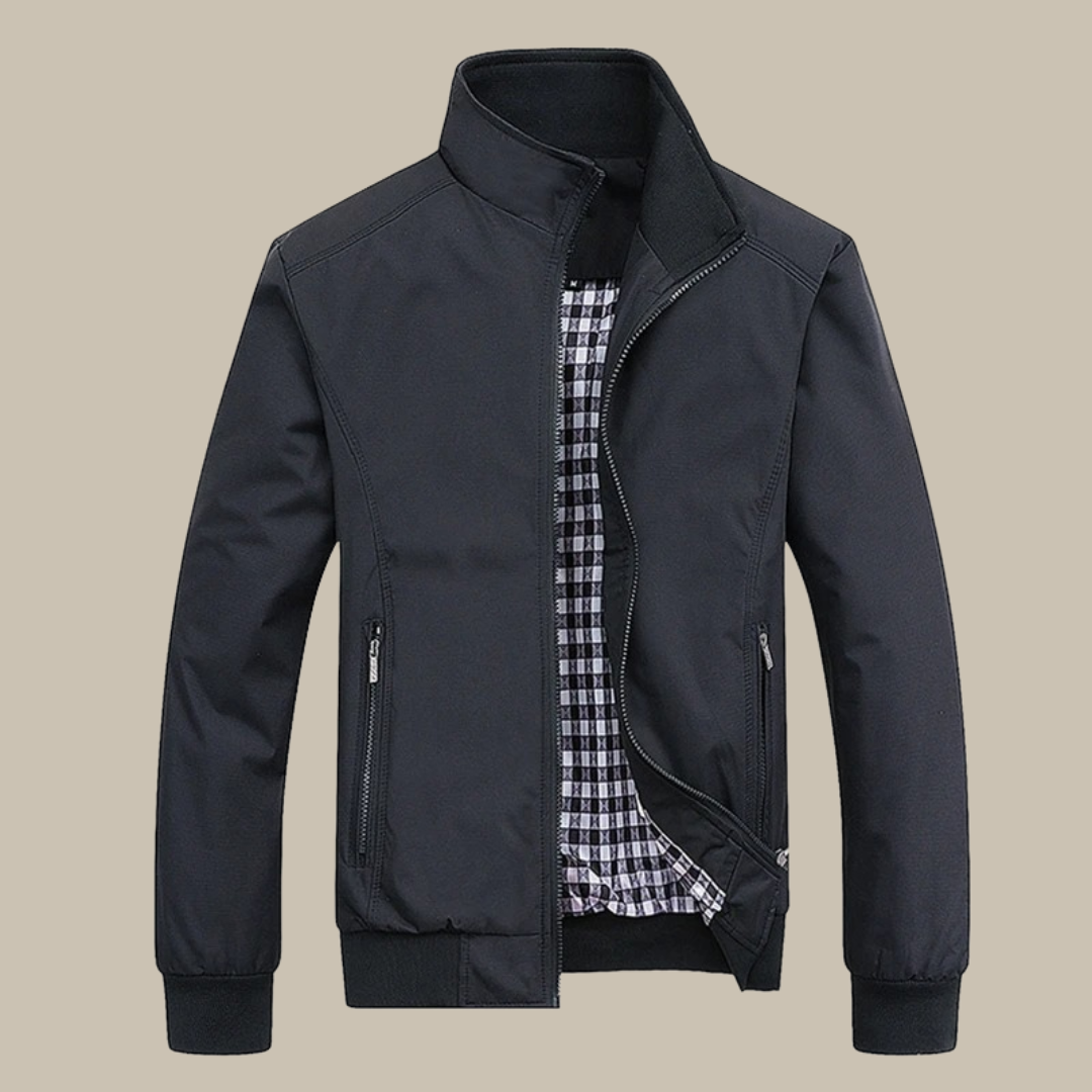 Blue men's lightweight windproof summer jacket with multi-pockets, great for everyday outerwear.