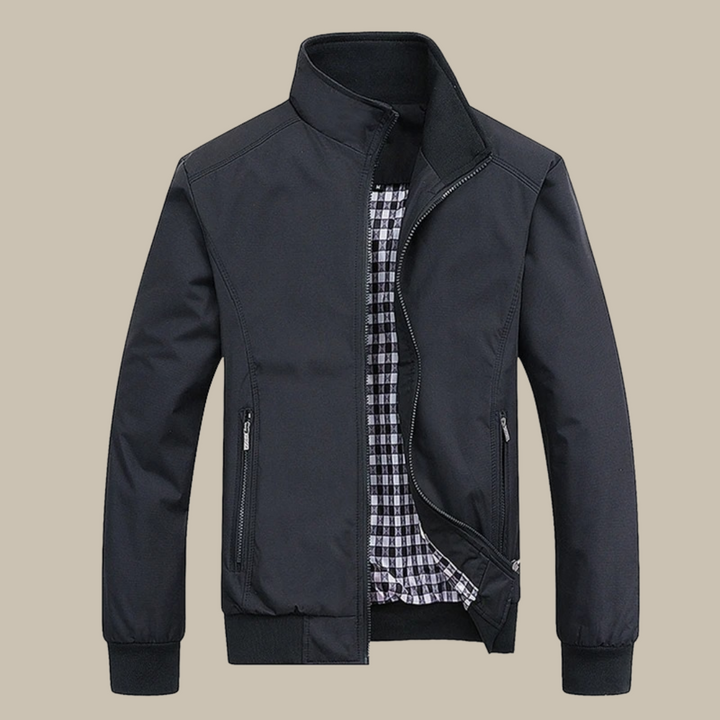 Blue men's lightweight windproof summer jacket with multi-pockets, great for everyday outerwear.