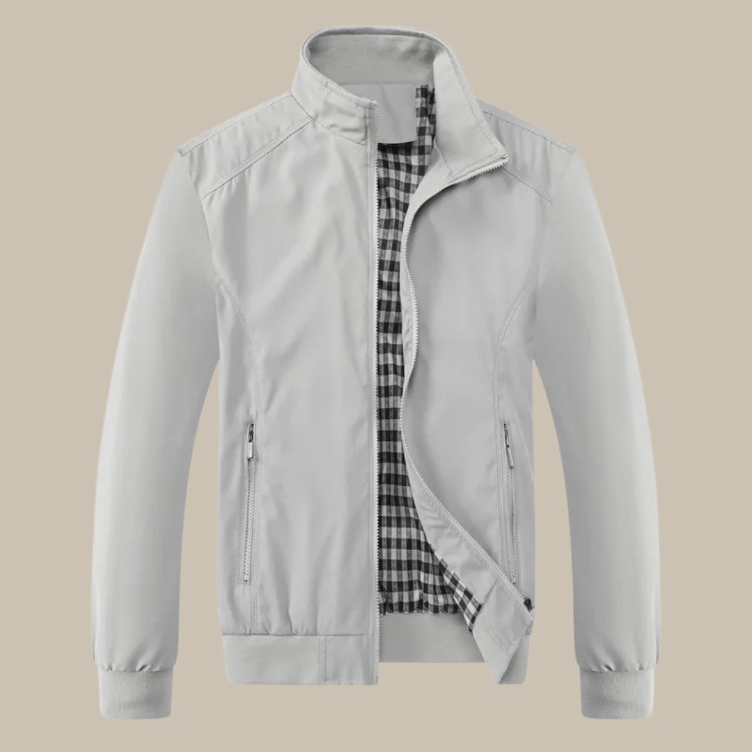 Khaki men's comfortable windproof summer jacket, a lightweight and stylish travel-friendly outerwear option.