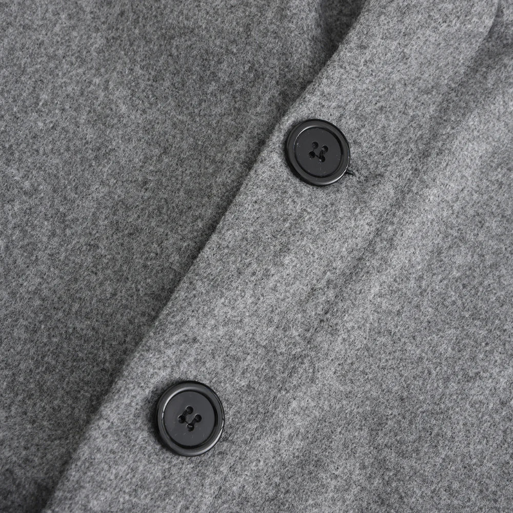 Refined men's winter coat with stand collar & button closure, perfect for stylish cold weather outerwear.
