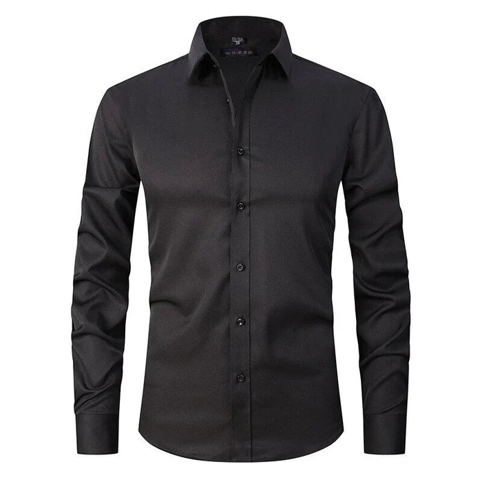 Classic men's button-up dress shirt. Wrinkle-resistant & stretch fabric for all-day comfort.