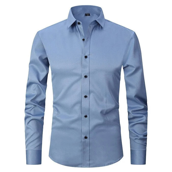 Premium men's stretch dress shirt. Button-up, long sleeve, & wrinkle-resistant for sharp looks.