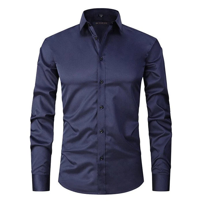 Versatile men's button-up shirt. Wrinkle-resistant, long sleeve, suitable for formal & casual wear.