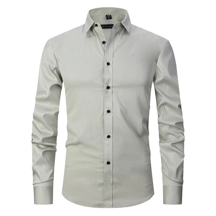 Elegant men's long sleeve dress shirt. Wrinkle-resistant for crisp business and formal looks.