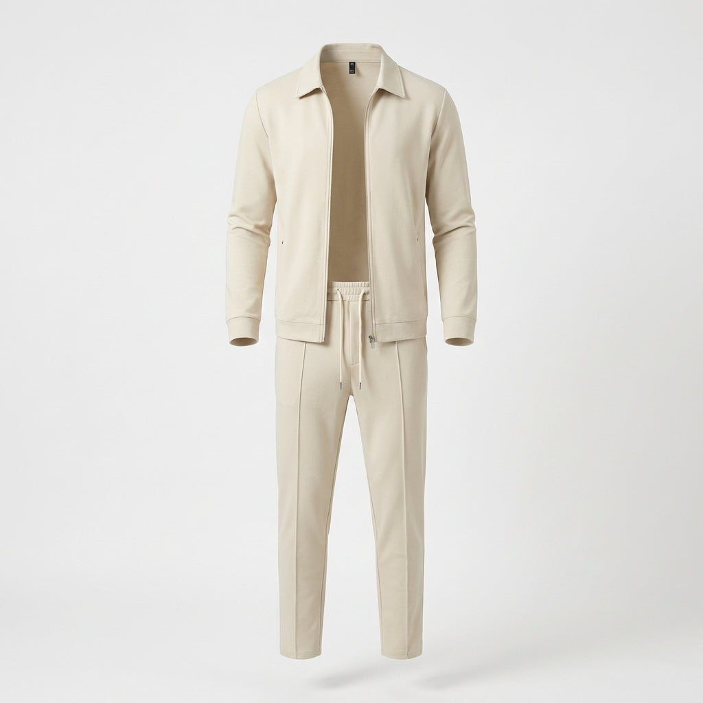 Men's stylish zip-up tracksuit set, perfect for comfortable activewear, casual wear, or lounge.