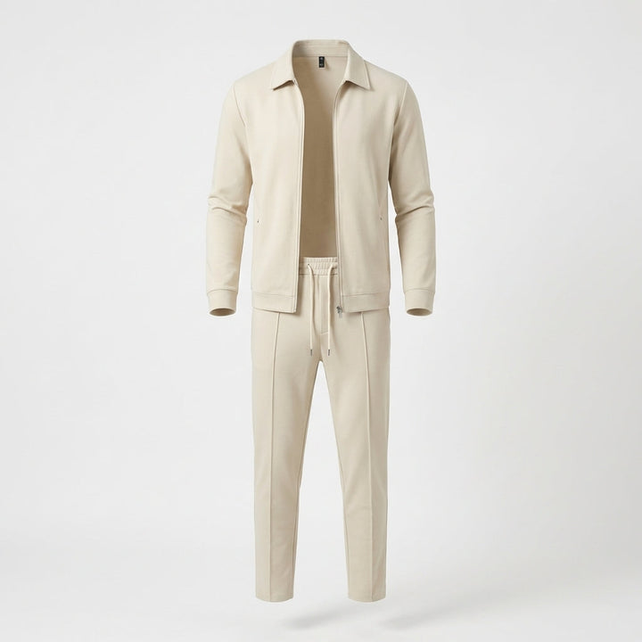 Men's stylish zip-up tracksuit set, perfect for comfortable activewear, casual wear, or lounge.