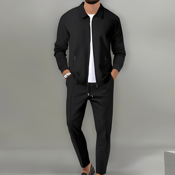 Stylish men's full zip-up tracksuit set, offering ultimate comfort and modern activewear fashion.
