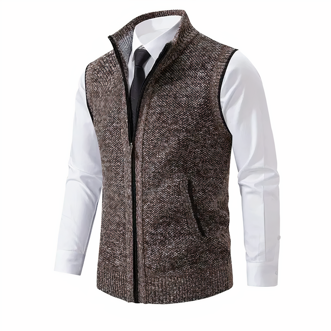 Men's stylish zip-up vest with multiple pockets, ideal for comfortable casual layering & everyday wear.