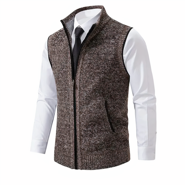 Men's stylish zip-up vest with multiple pockets, ideal for comfortable casual layering & everyday wear.