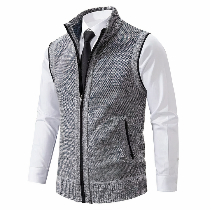Versatile men's sleeveless zip-up vest, perfect outerwear for layering & adding style to any casual outfit.