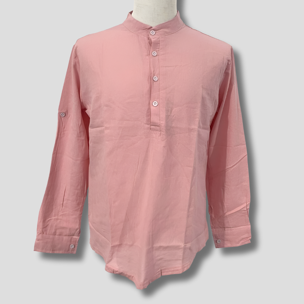 Lightweight & breathable men's summer casual long sleeve shirt. Solid color, relaxed fit, perfect for warm weather.