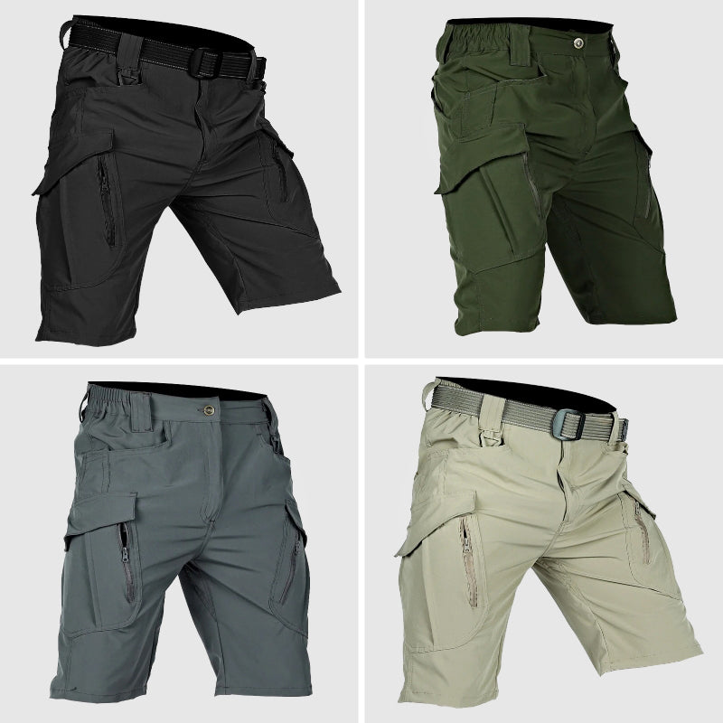 Menswear tactical cargo shorts in a relaxed fit, designed with ample utility pockets for convenience.