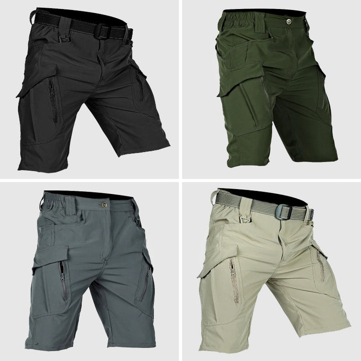 Menswear tactical cargo shorts in a relaxed fit, designed with ample utility pockets for convenience.