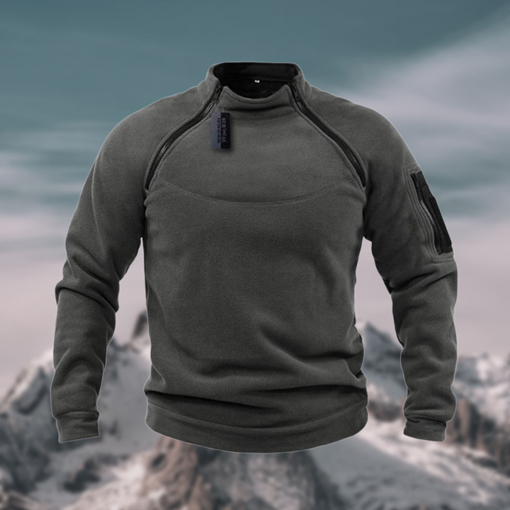Stylish men's tactical quarter zip pullover, modern mock neck, ideal for casualwear & layering.