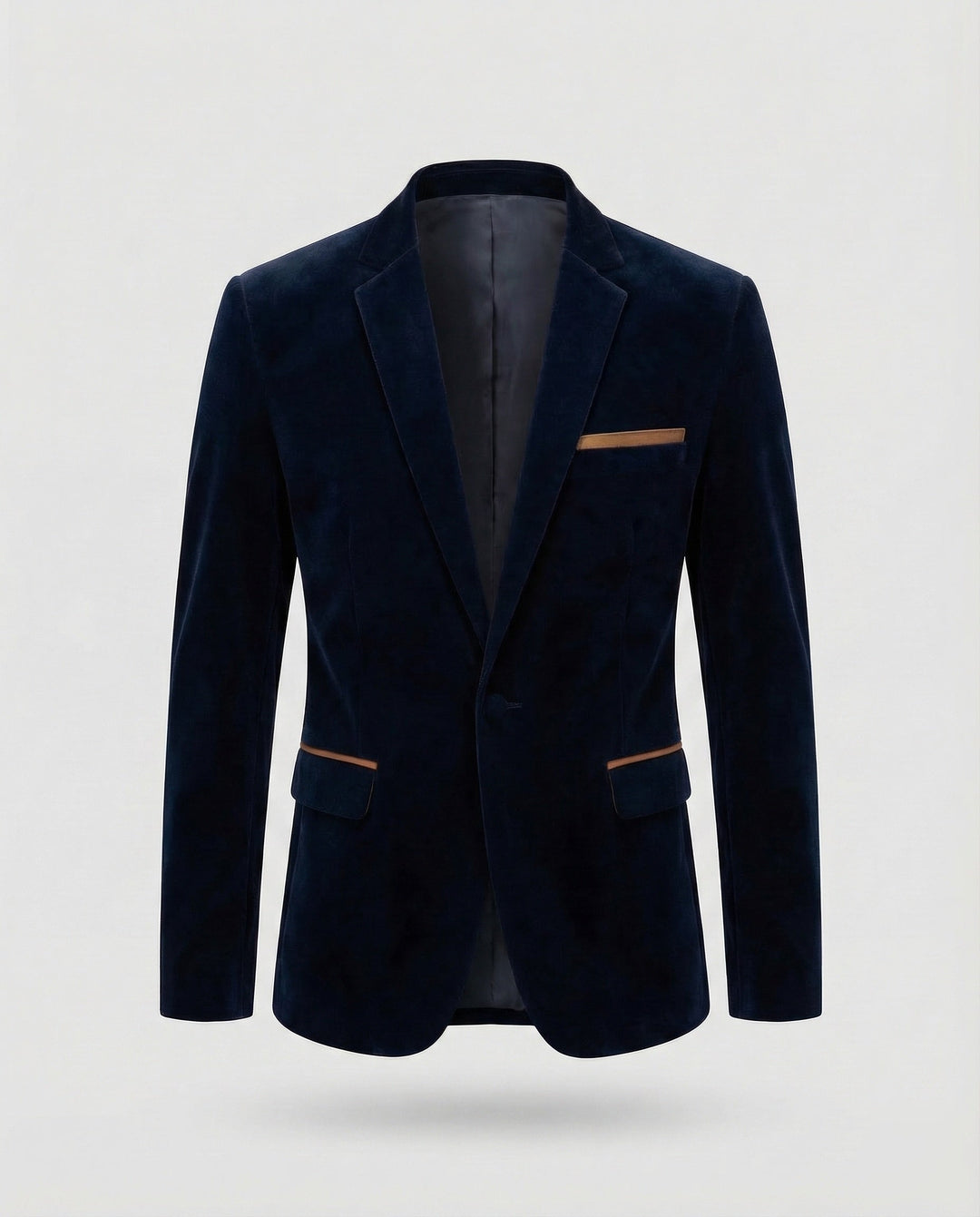 Fashion-forward men's tailored blazer, a smart casual staple with an elegant, unique lapel design.