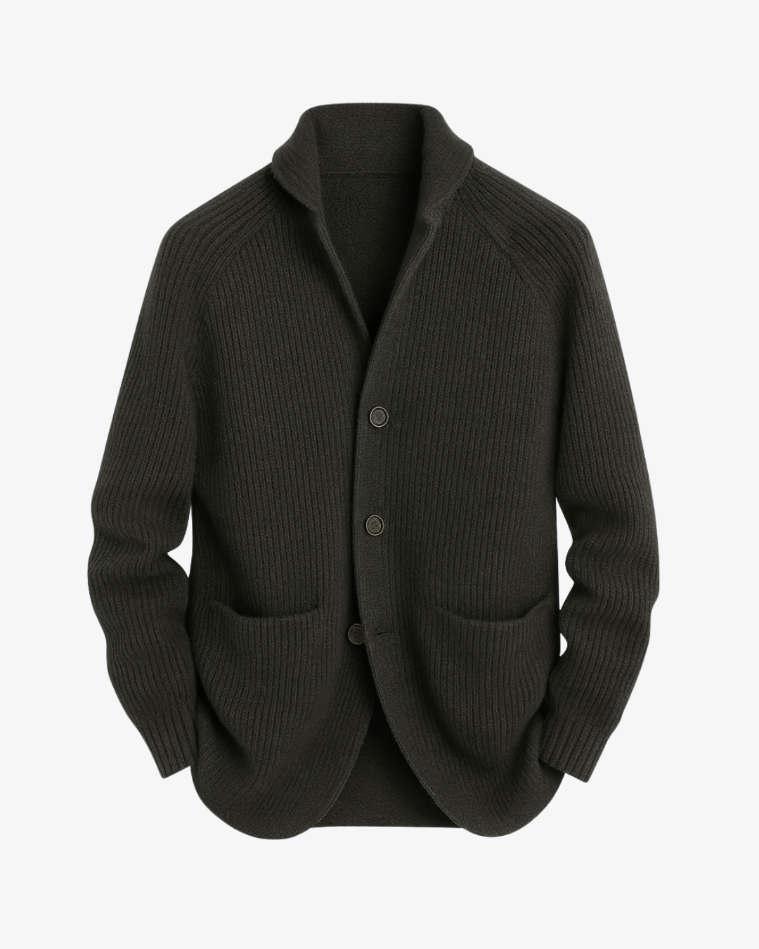 Men's tailored button-front cardigan. Classic and versatile for smart casual layering.