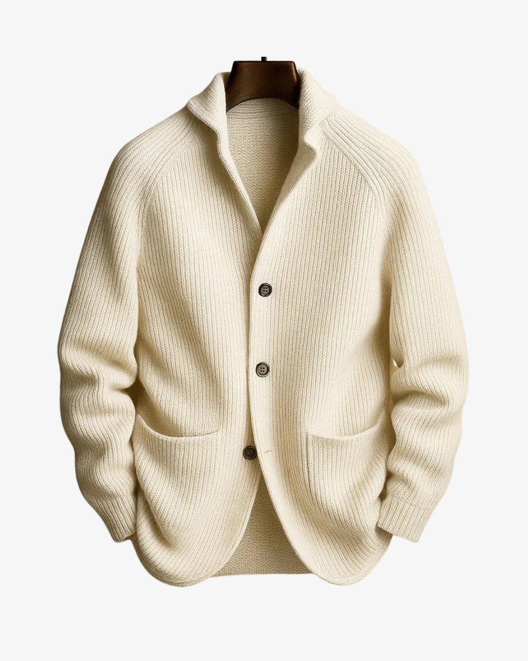Classic men's button-front tailored cardigan. Sophisticated everyday style.