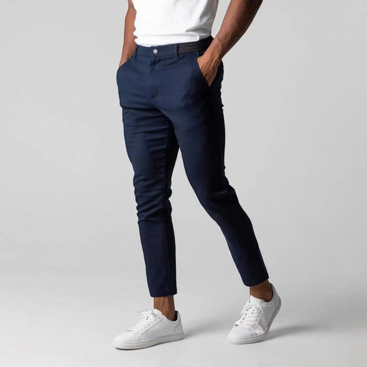 Versatile men's chinos, offering tailored fit and comfort for any smart casual outfit.