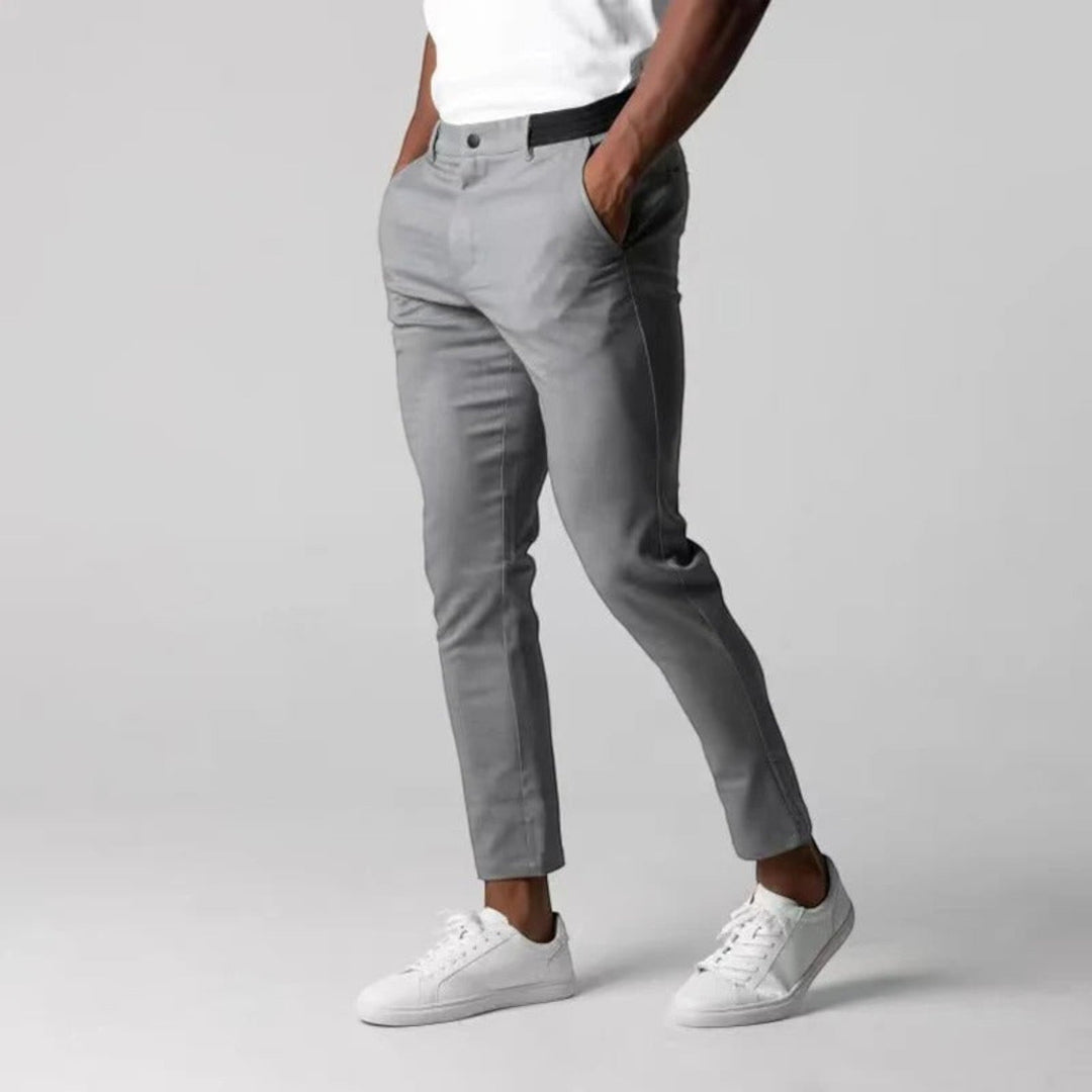 Men's versatile stretch chinos, designed for tailored comfort and smart casual versatility.