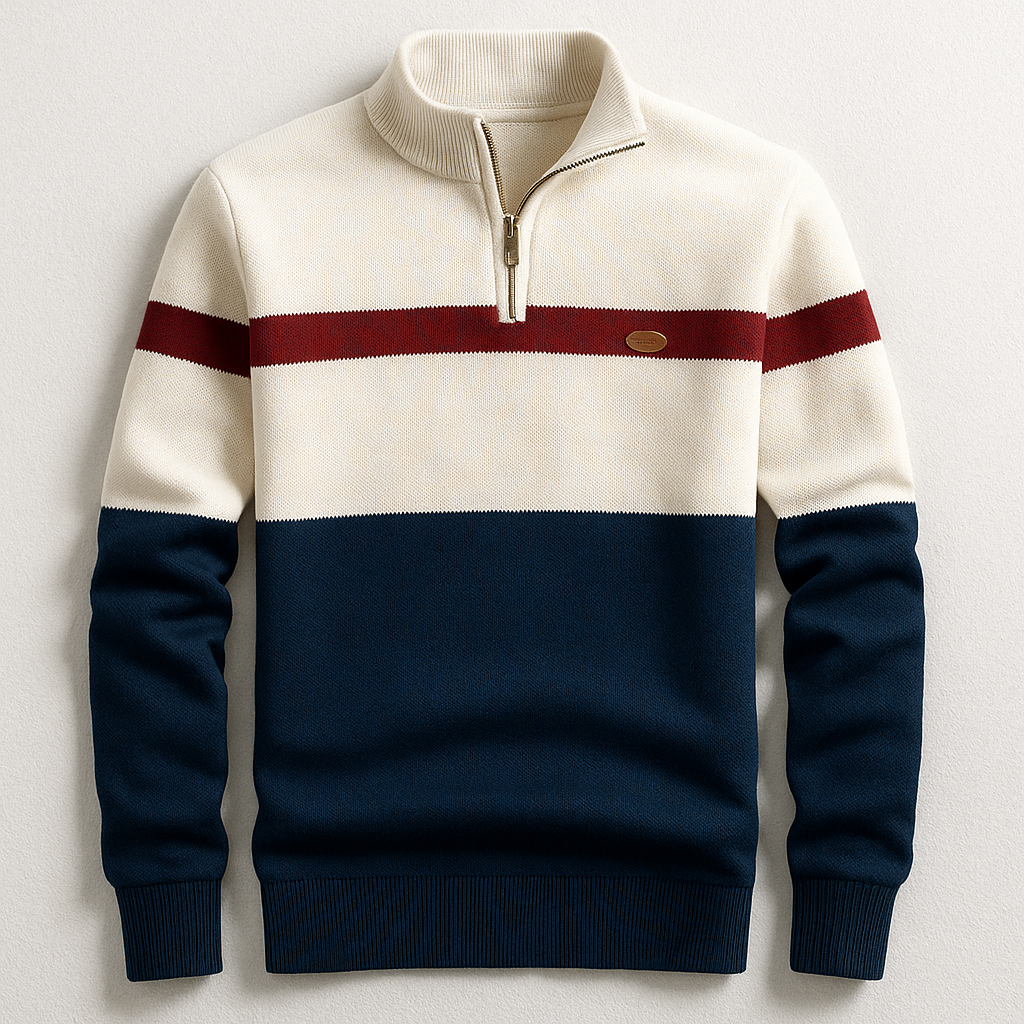 Men's tailored fit cotton quarter-zip pullover for versatile layering.
