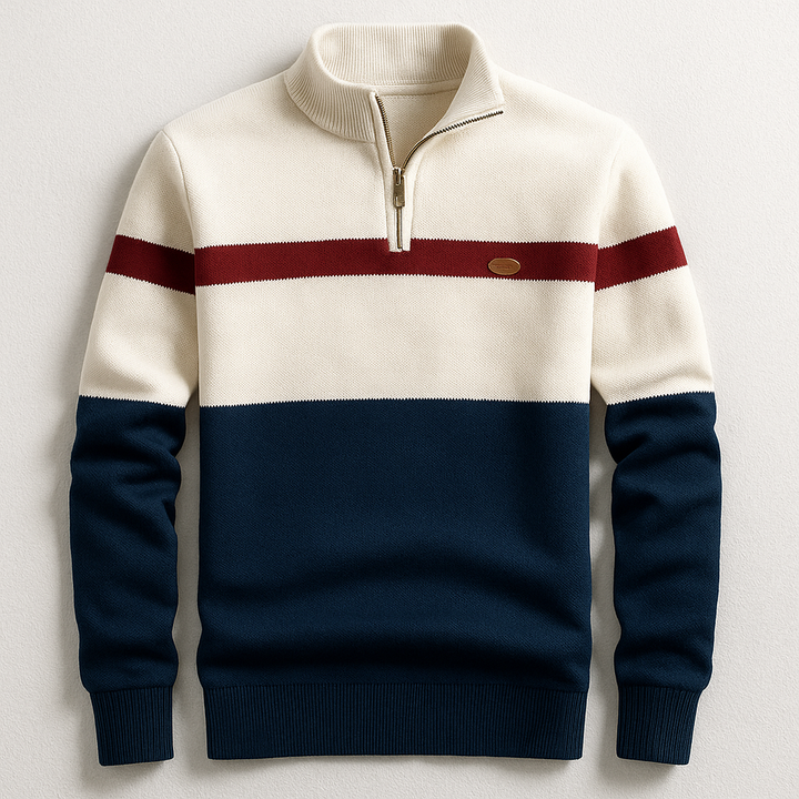 Men's tailored fit cotton quarter-zip pullover for versatile layering.