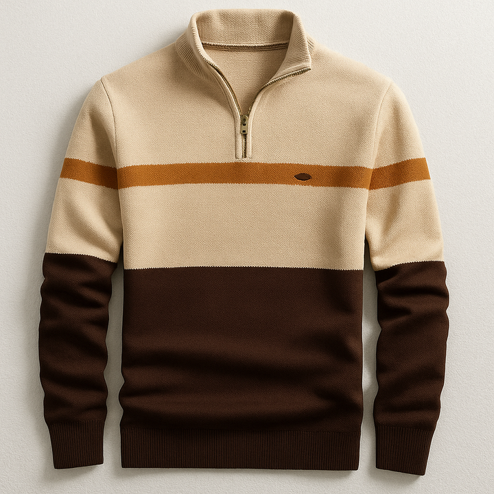Smart casual men's pullover featuring a comfortable quarter-zip neckline and tailored fit.