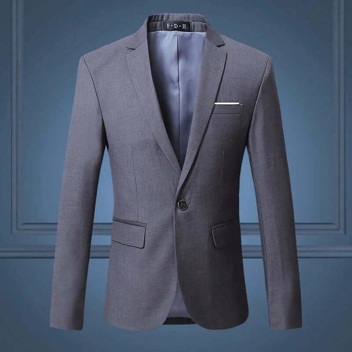 Men's tailored fit formal blazer, ideal for sharp business attire. Classic elegant style for men.