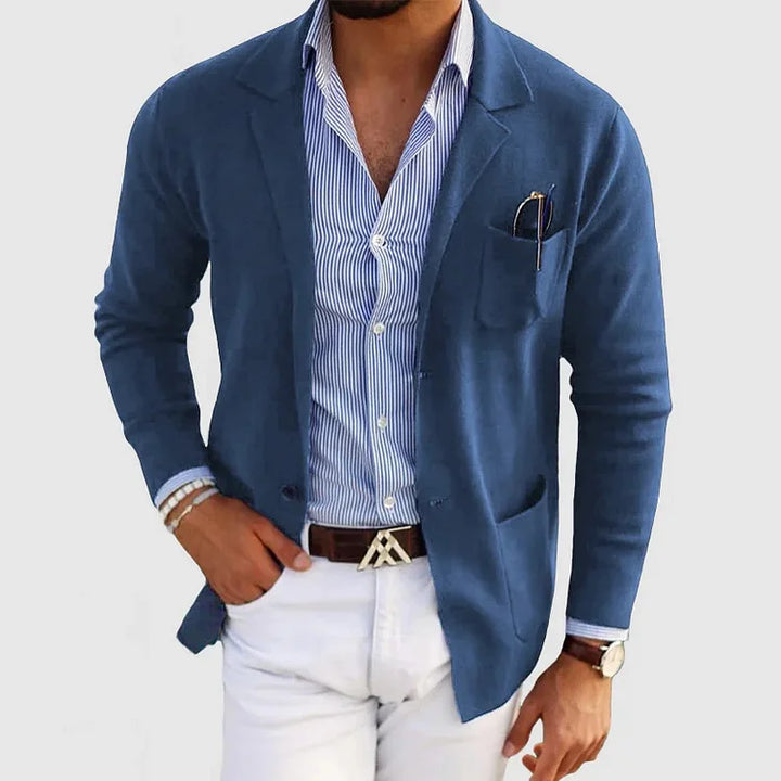 Men's tailored fit notch lapel blazer. Long sleeve professional wear for business & formal occasions.