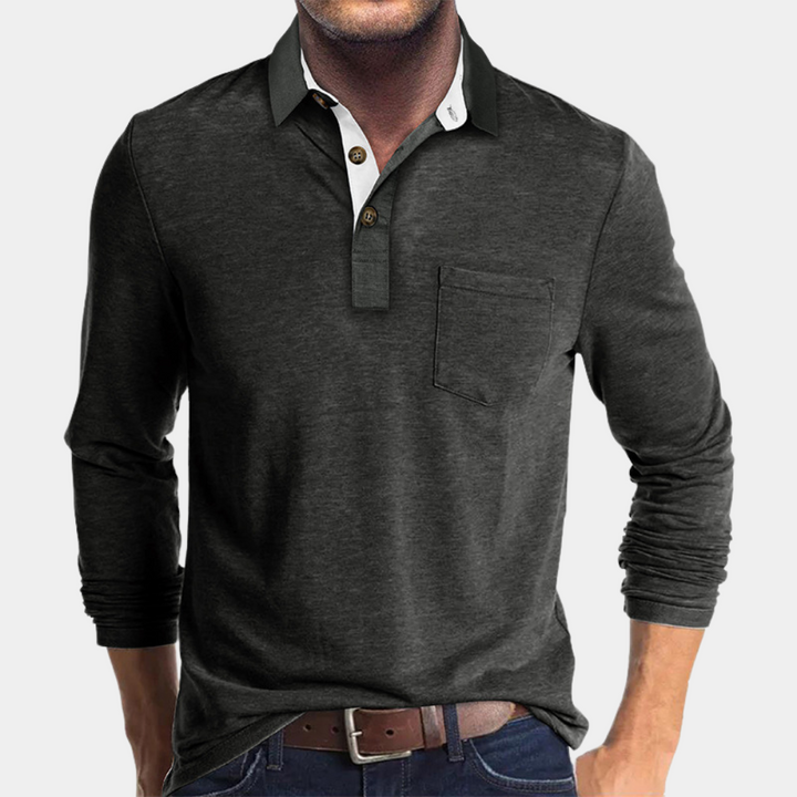 New men's comfort polo shirt, tailored fit, an essential short sleeve top for men's fashion.