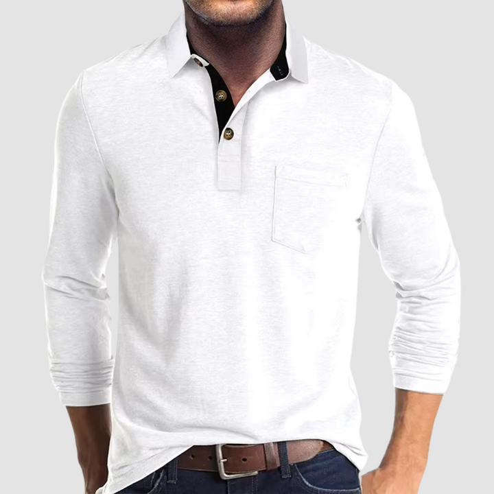 Breathable men's comfort polo, tailored fit, ideal for smart casual summer fashion.