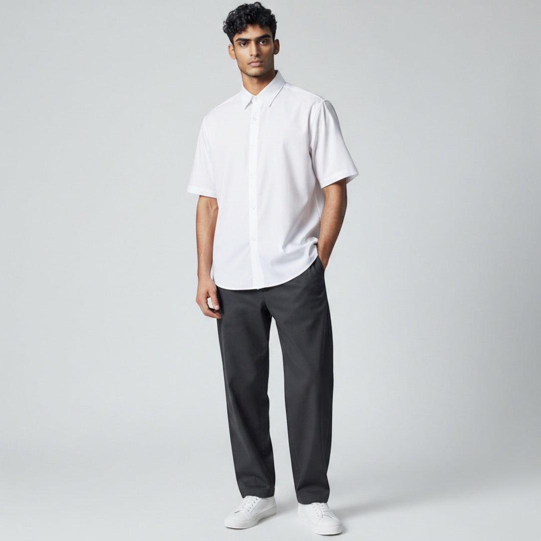 Versatile men's short sleeve smart casual shirt, ideal for office, business wear & weekend comfort.